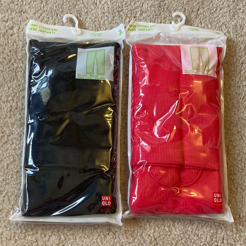 NEW pack of 2 Ribbed leggings with slit 3T
